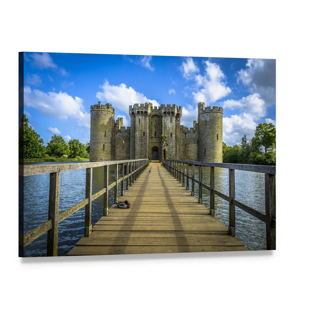 Bodiam Castle Over the Moat Canvas Wall Art, single panel gallery wrapped canvas, angled product view