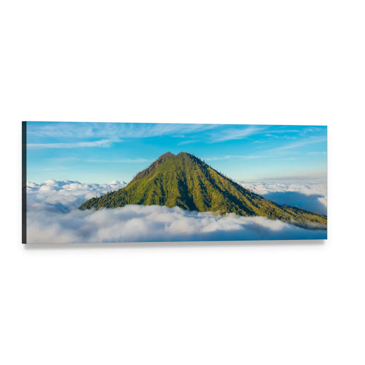 Mountain Peak Above Clouds Panoramic Canvas Wall Art, single panel gallery wrapped canvas, angled product view