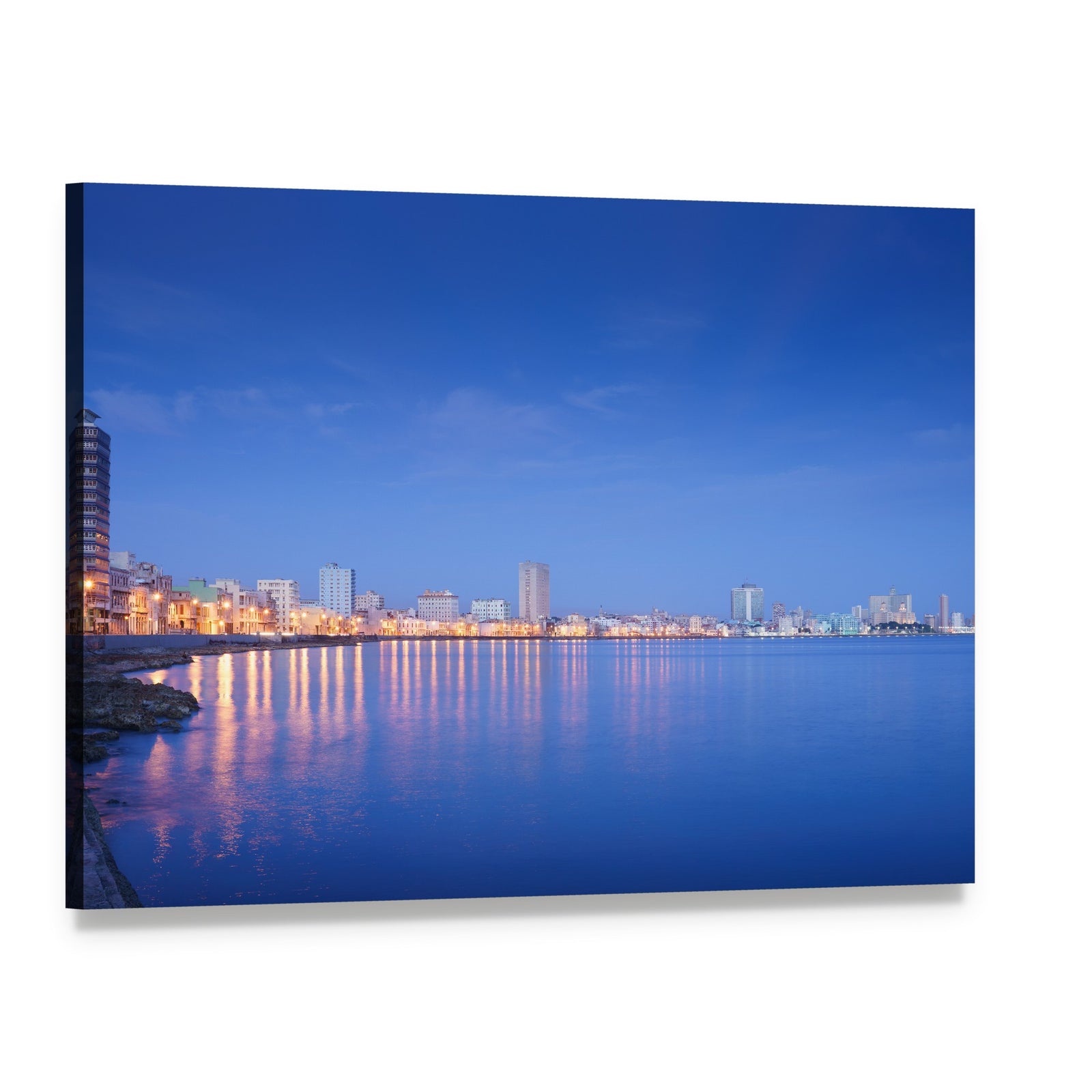 Serene Havana Skyline Over the Caribbean Sea Canvas Wall Art, single panel gallery wrapped canvas, angled product view
