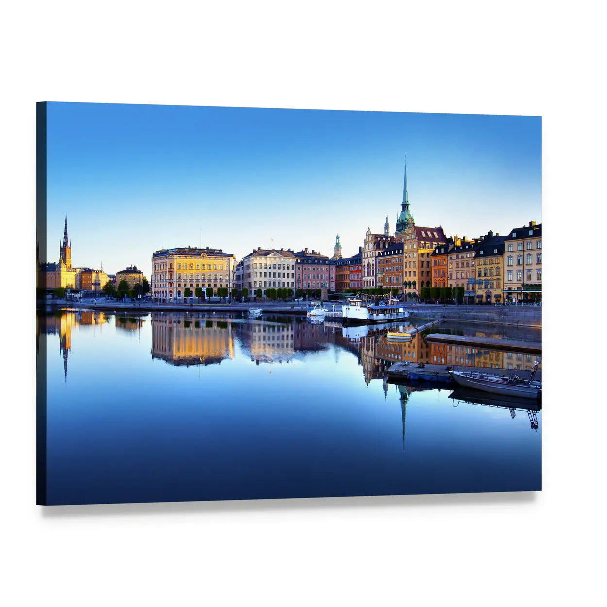 Old Town Of Stockholm In Sweden Canvas Wall Art, single panel gallery wrapped canvas, angled product view