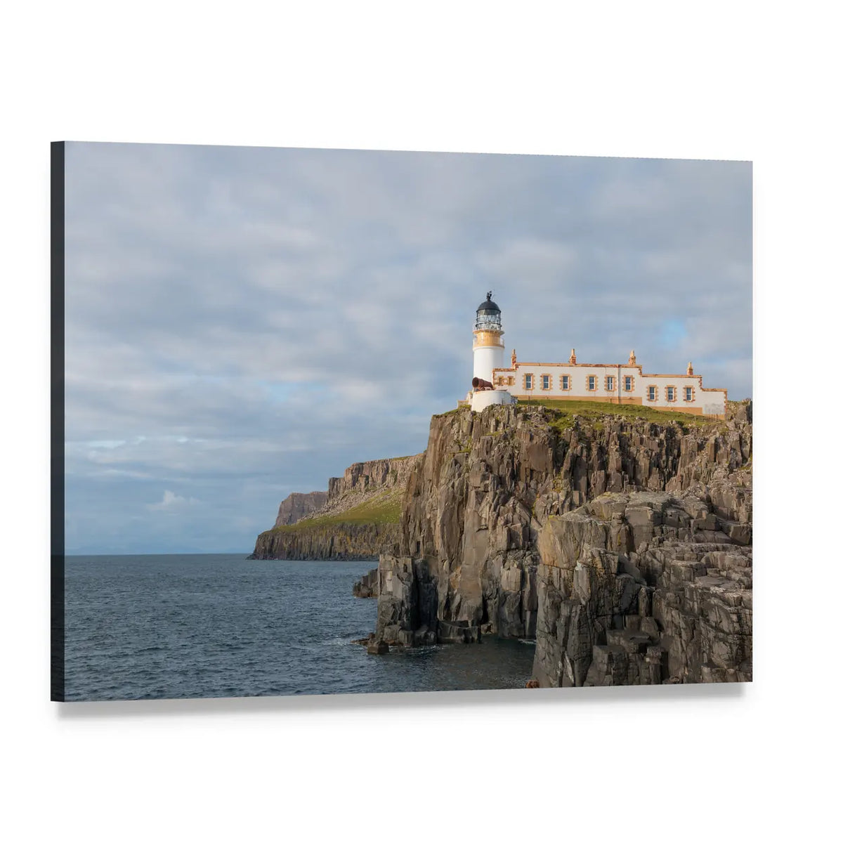 Neist Point Lighthouse Canvas Wall Art, single panel gallery wrapped canvas, angled product view