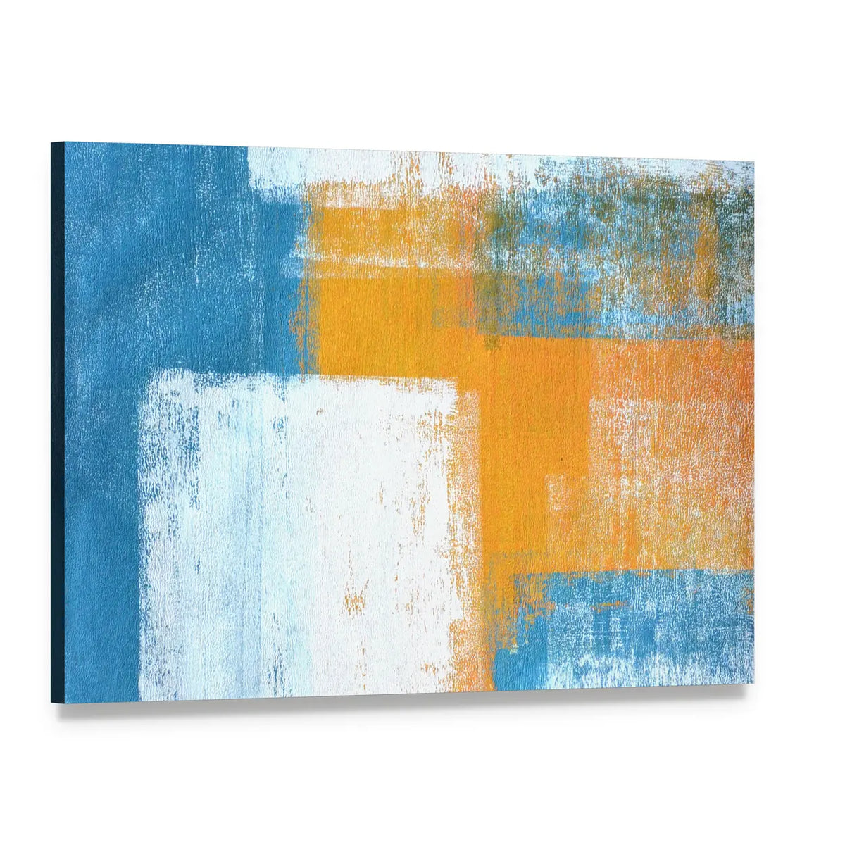 Hand-drawn Abstract Geometric Color Blocks Canvas Wall Art, single panel gallery wrapped canvas, angled product view