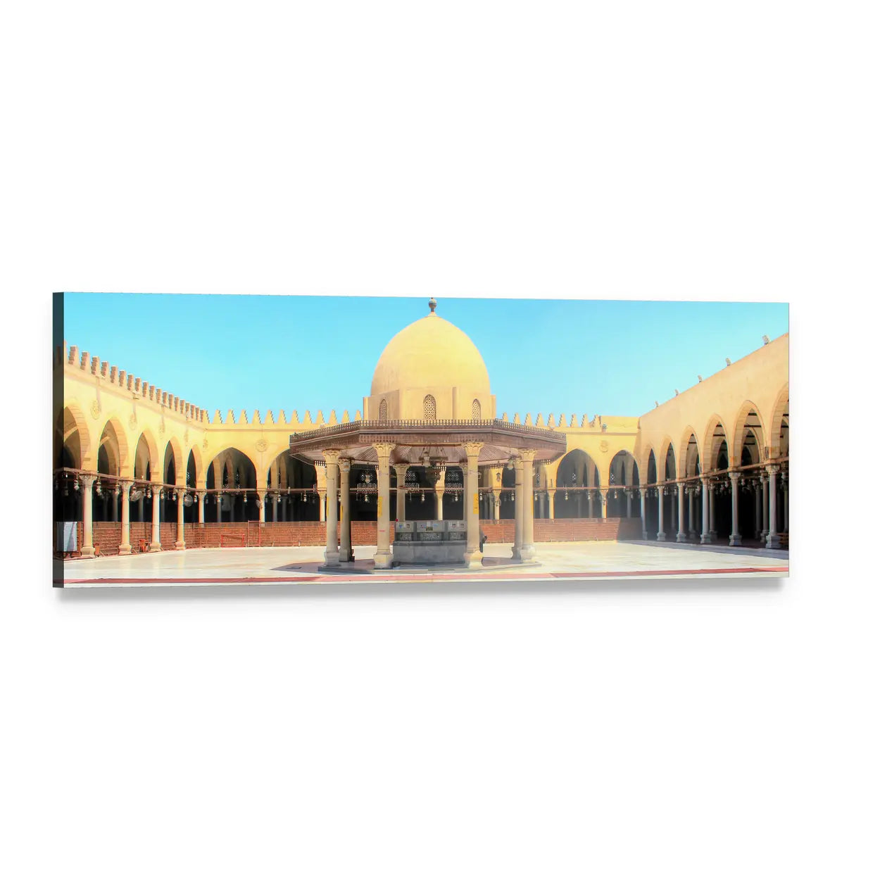 Ancient Mosque in Old Cairo Panoramic Canvas Wall Art, single panel gallery wrapped canvas, angled product view