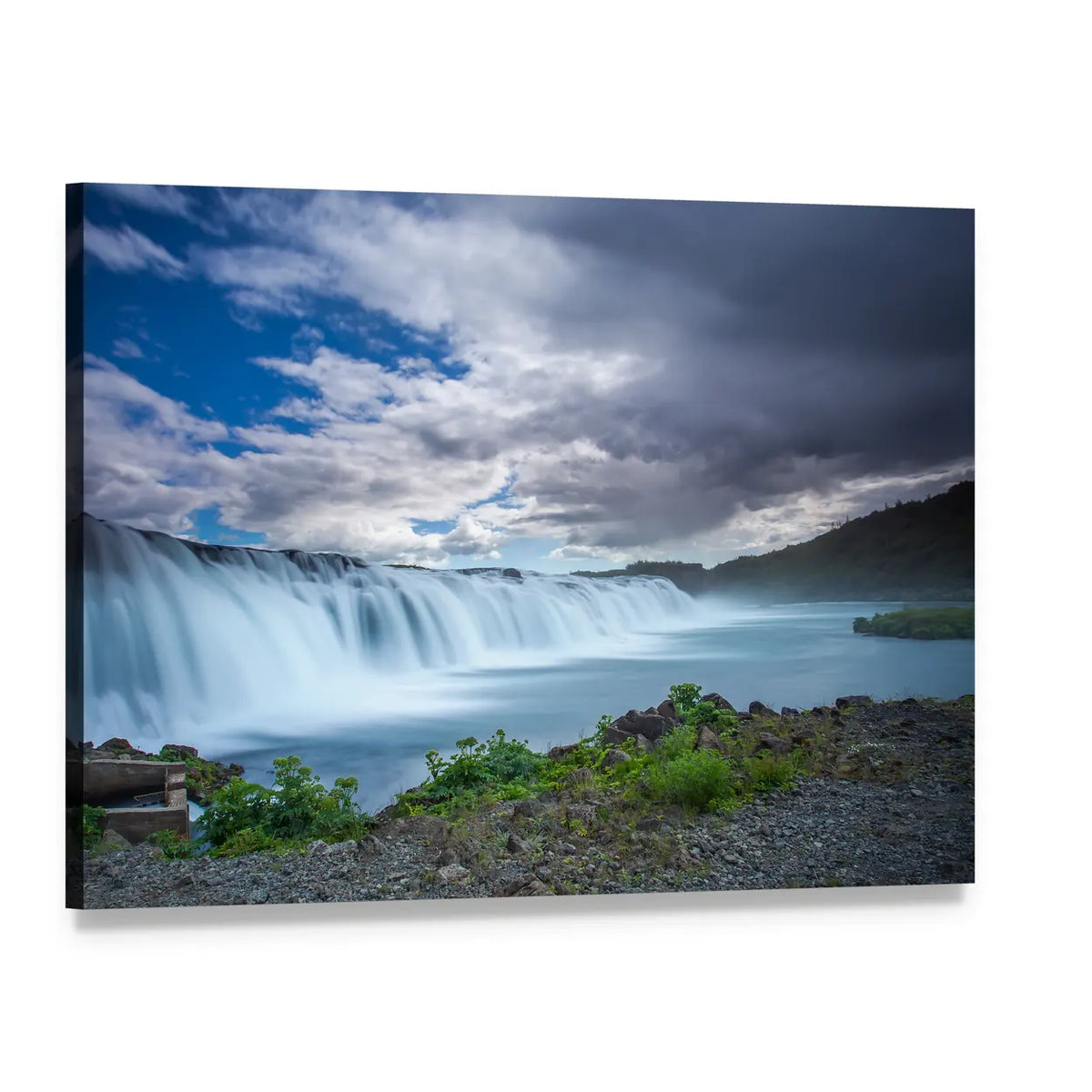 Faxi Waterfall In Iceland Canvas Wall Art, single panel gallery wrapped canvas, angled product view