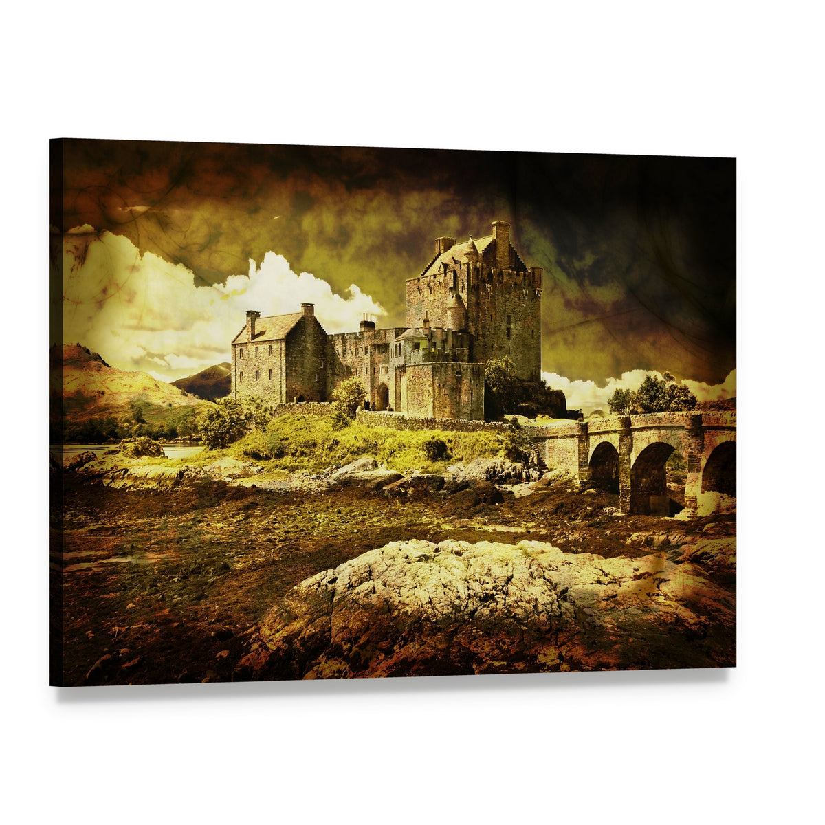 Old Scottish Castle Canvas Wall Art, single panel gallery wrapped canvas, angled product view
