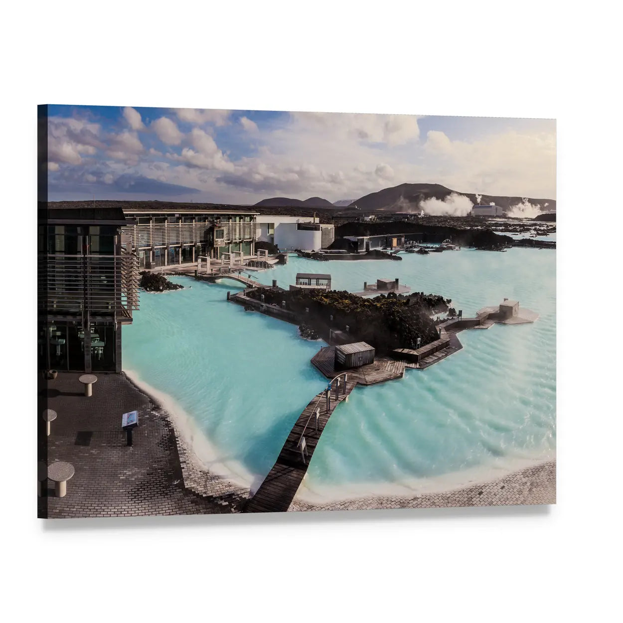 Geothermal Pool in Iceland Canvas Wall Art, single panel gallery wrapped canvas, angled product view
