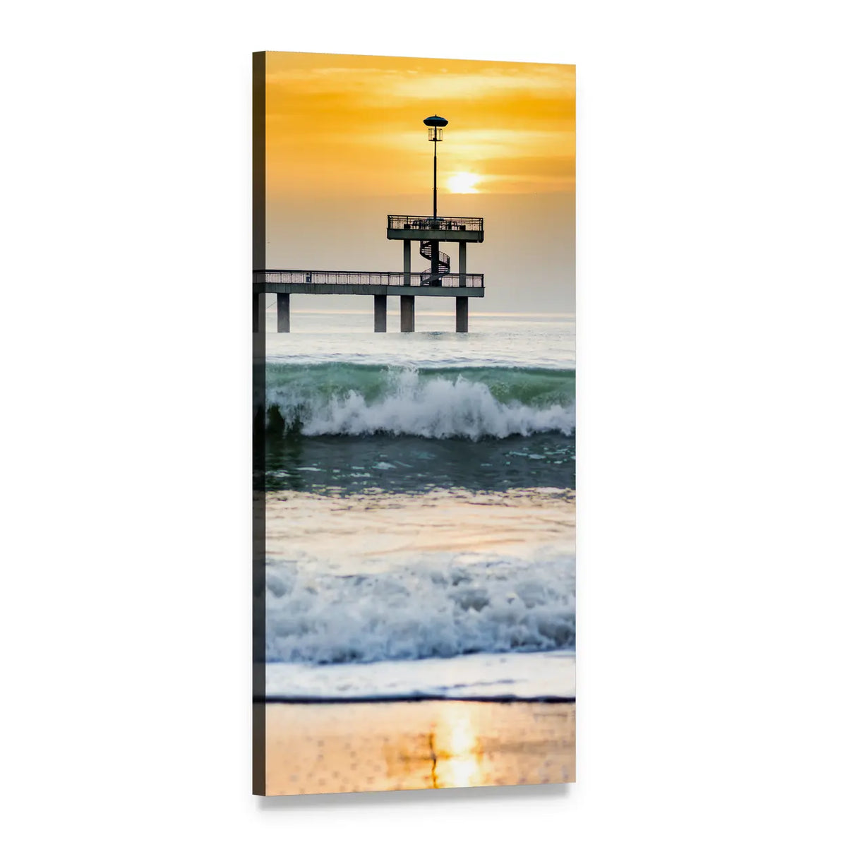 Seashore at Sunset Vertical Canvas Wall Art, 1 panel 1 Vertical layout gallery wrapped canvas set, angled product view