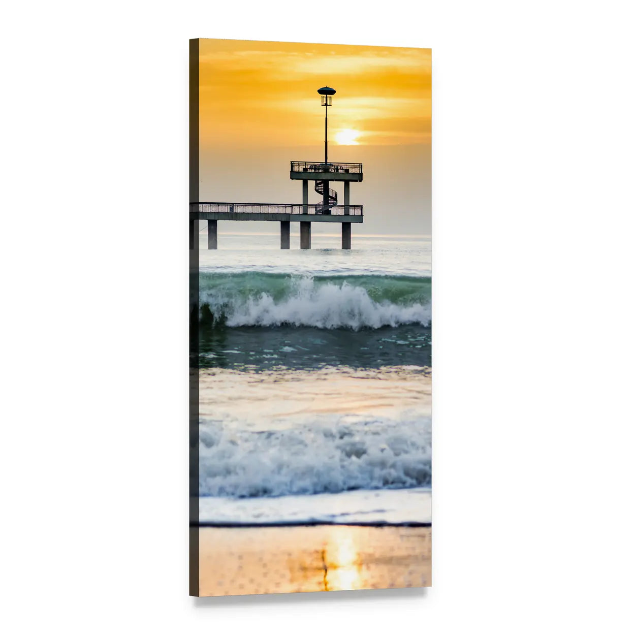 Seashore at Sunset Vertical Canvas Wall Art, 1 panel 1 Vertical layout gallery wrapped canvas set, angled product view