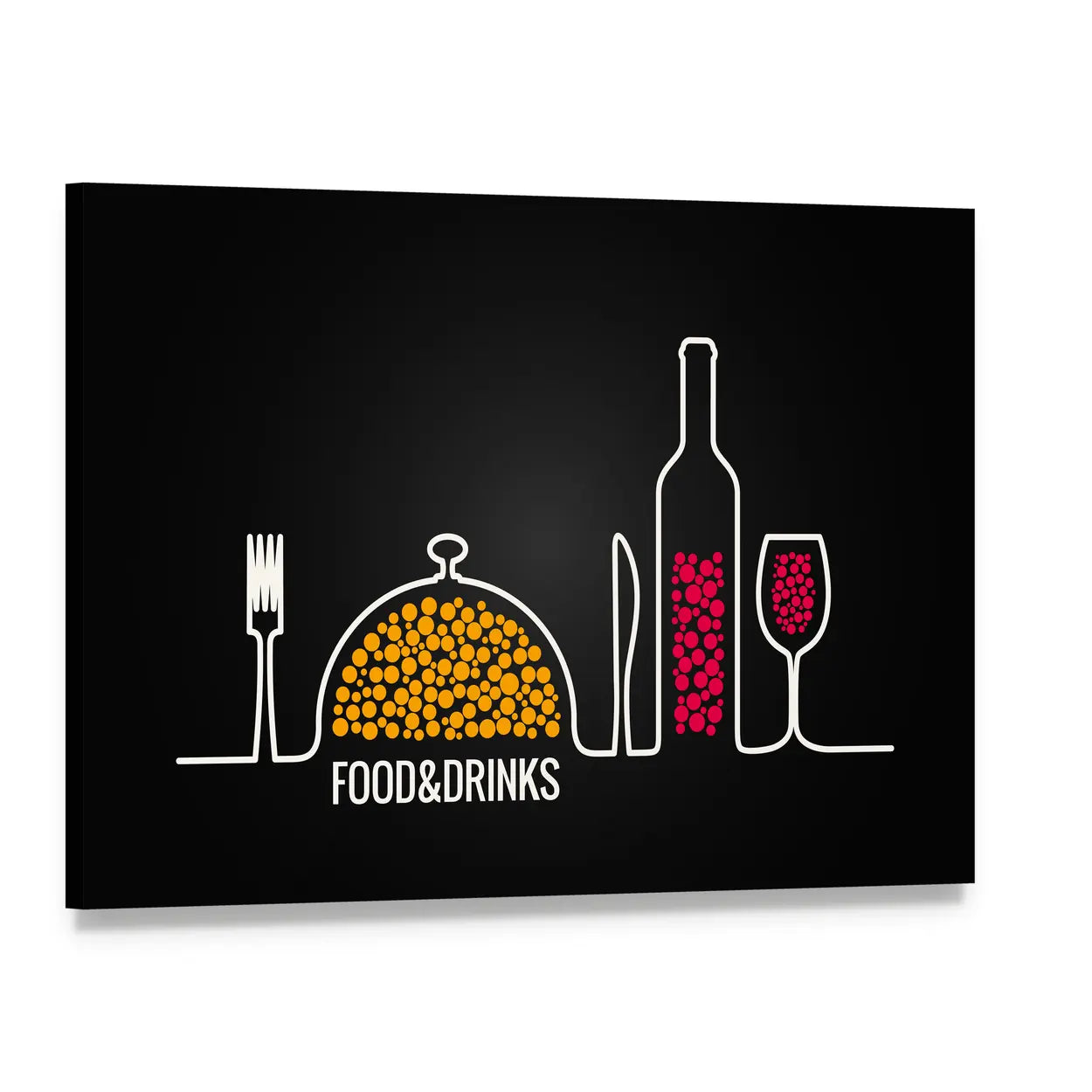 Food & Drinks Menu Line Canvas Wall Art, single panel gallery wrapped canvas, angled product view