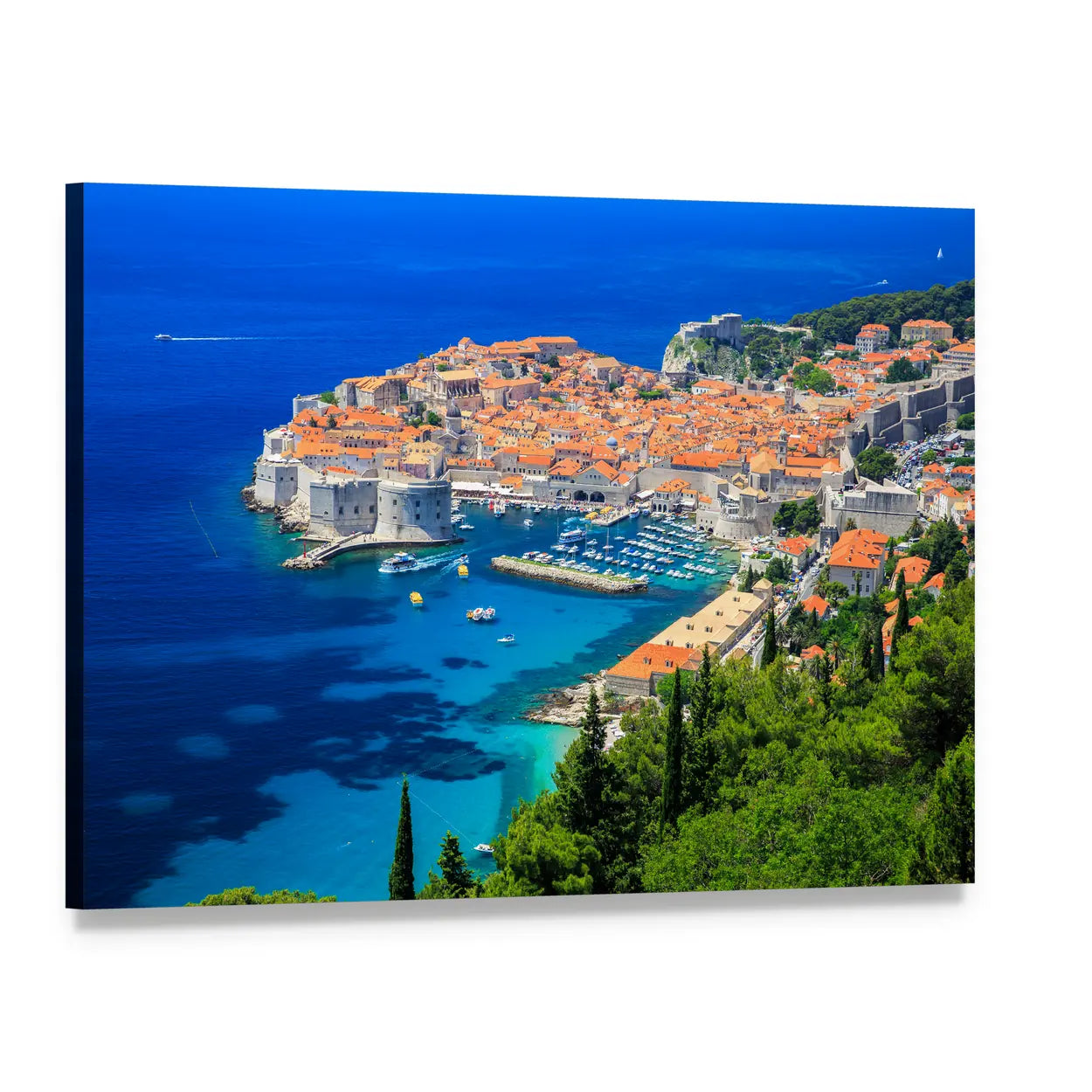 Dubrovnik Old Town Aerial View Canvas Wall Art, single panel gallery wrapped canvas, angled product view