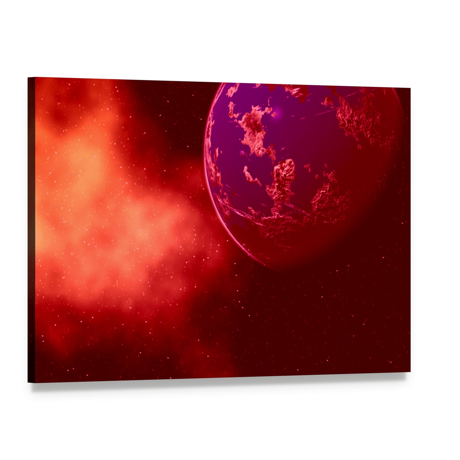 Mustafar Planet Canvas Wall Art, single panel gallery wrapped canvas, angled product view