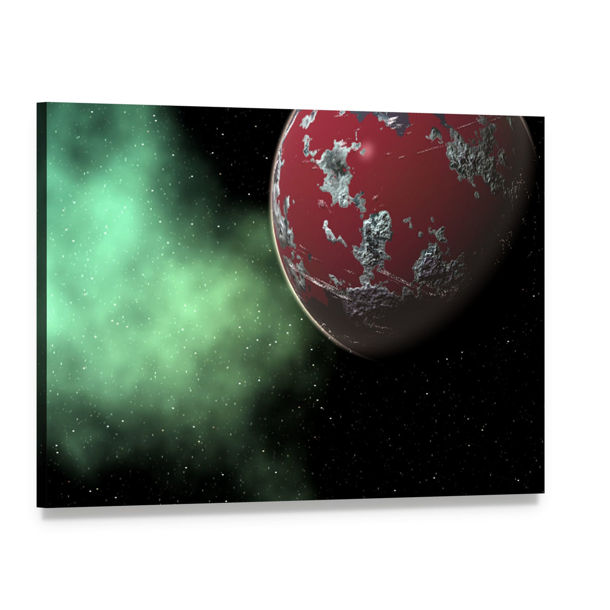 Red Gas Giant Yavin in Deep Space Canvas Wall Art, single panel gallery wrapped canvas, angled product view