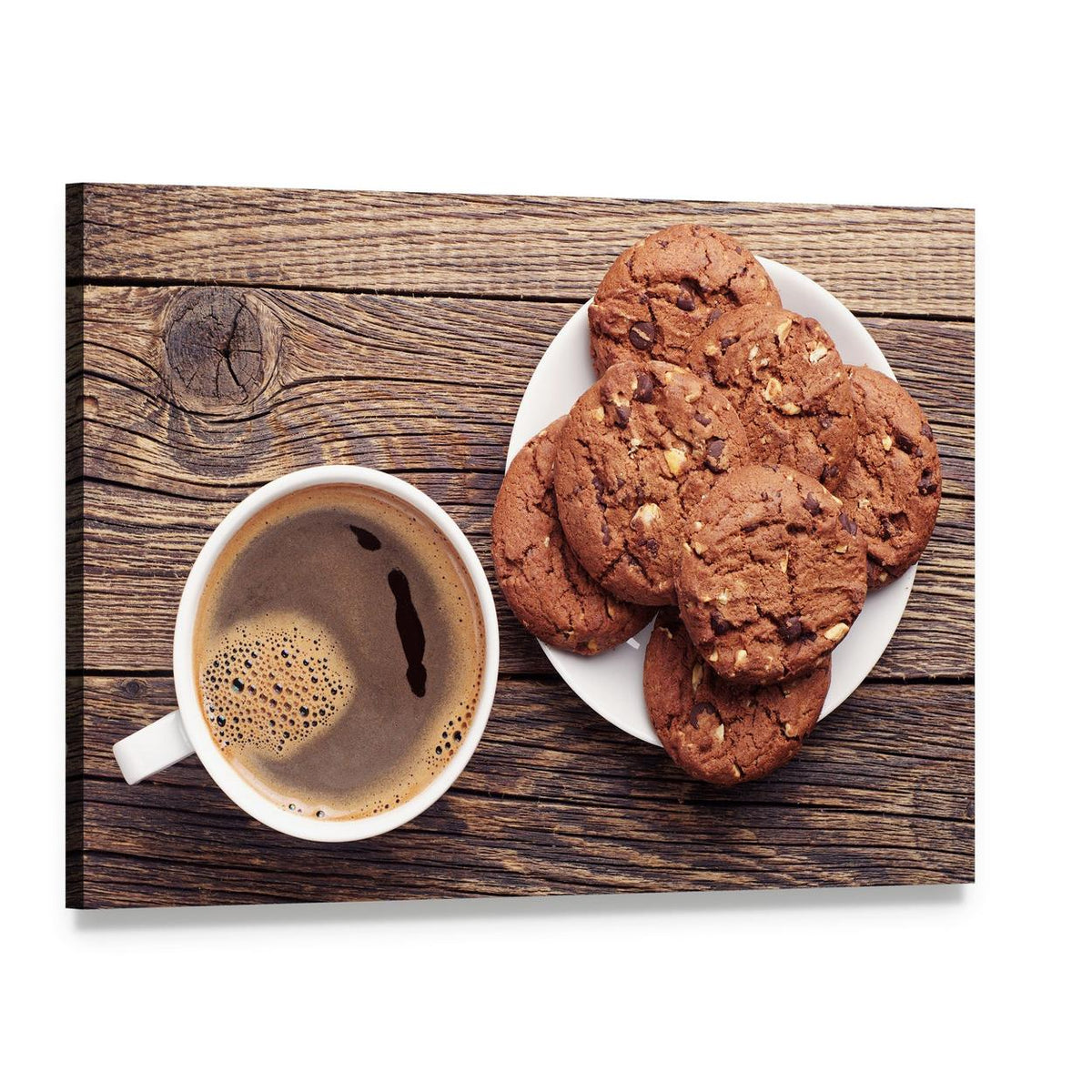 Chocolate Cookies and Hot Coffee Canvas Wall Art, single panel gallery wrapped canvas, angled product view