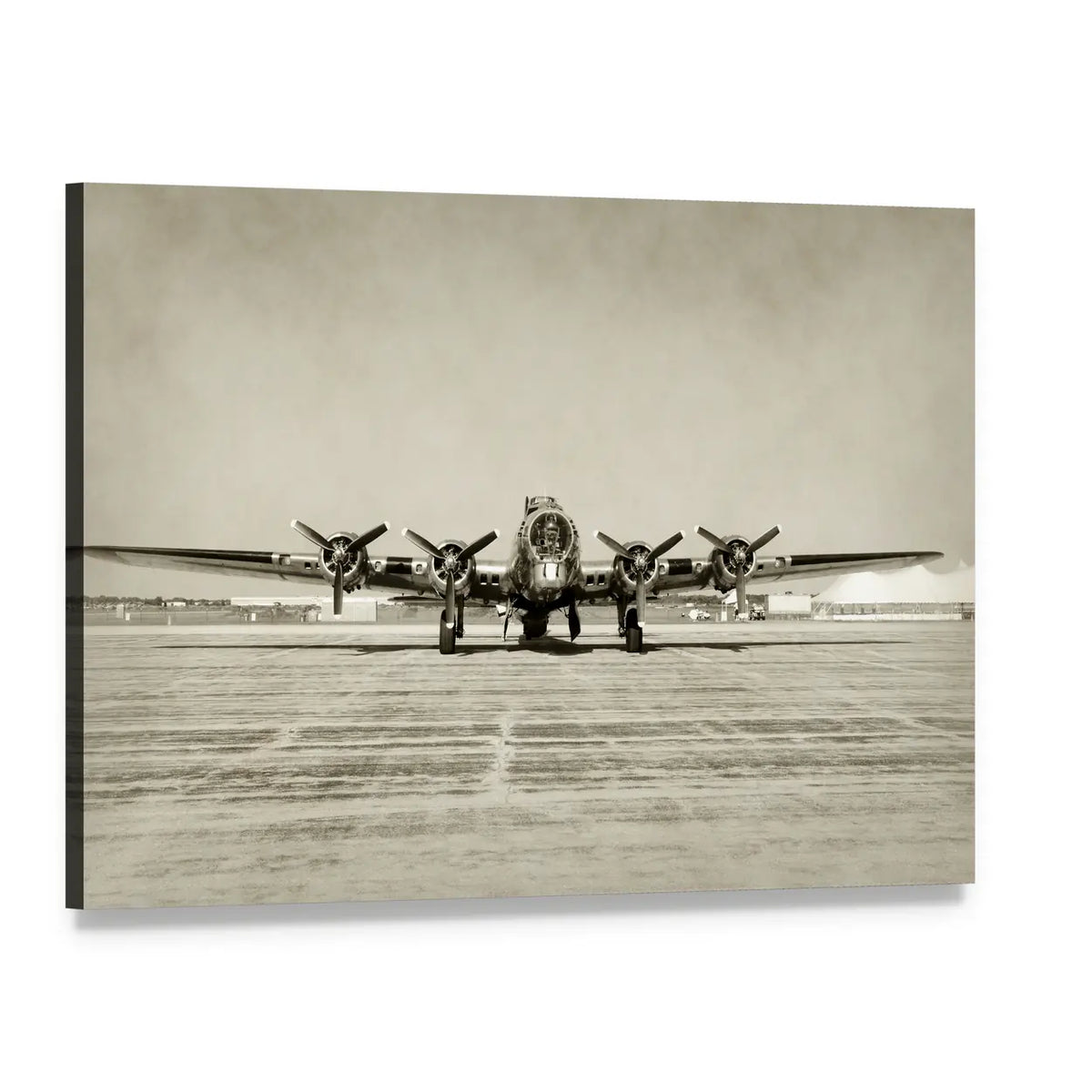 B-17 Flying Fortress Front View Canvas Wall Art, single panel gallery wrapped canvas, angled product view