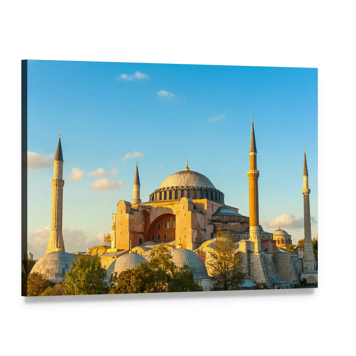 Hagia Sophia at Golden Hour Canvas Wall Art, single panel gallery wrapped canvas, angled product view