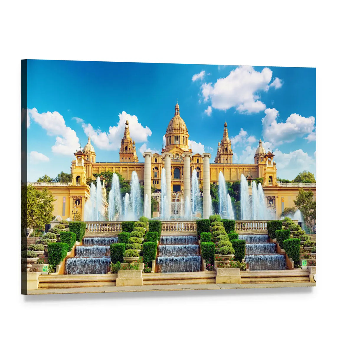 National Museum in Barcelona Canvas Wall Art, single panel gallery wrapped canvas, angled product view