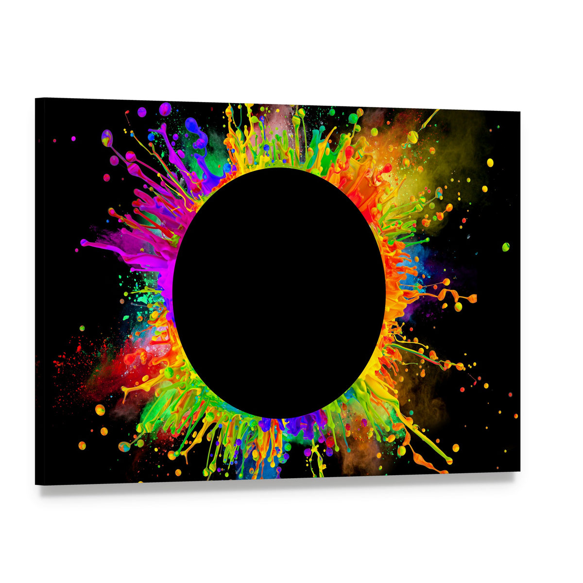 Color Splashes Canvas Wall Art, single panel gallery wrapped canvas, angled product view
