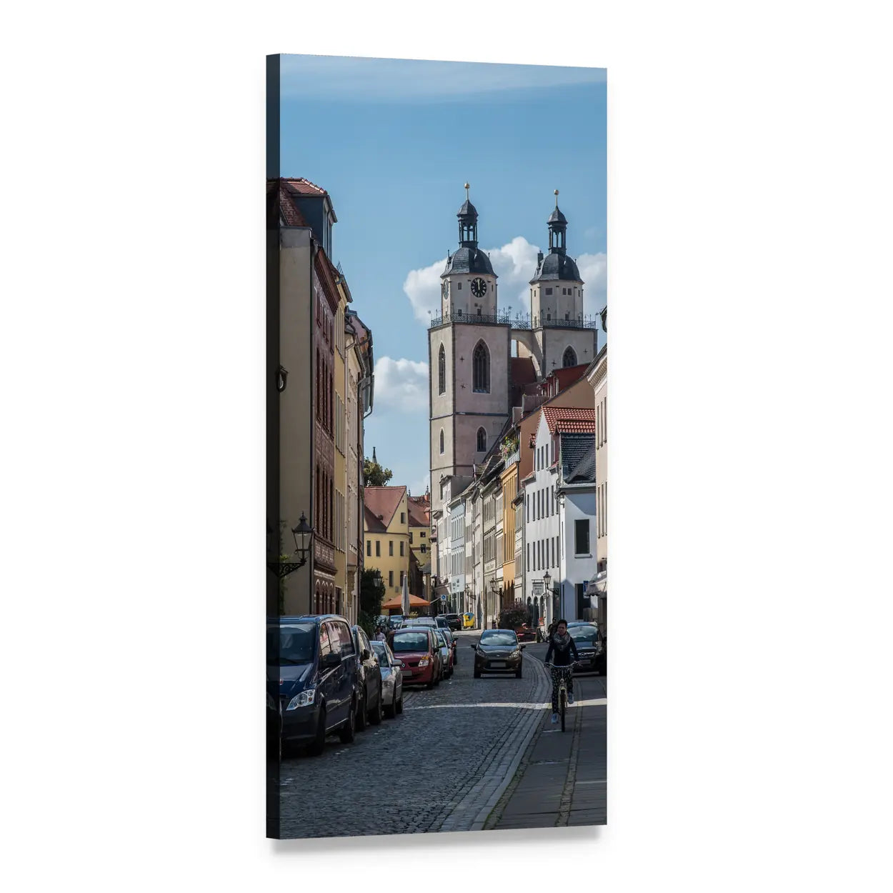 Wittenberg Church Street View Vertical Canvas Wall Art, 1 panel 1 Vertical layout gallery wrapped canvas set, angled product view