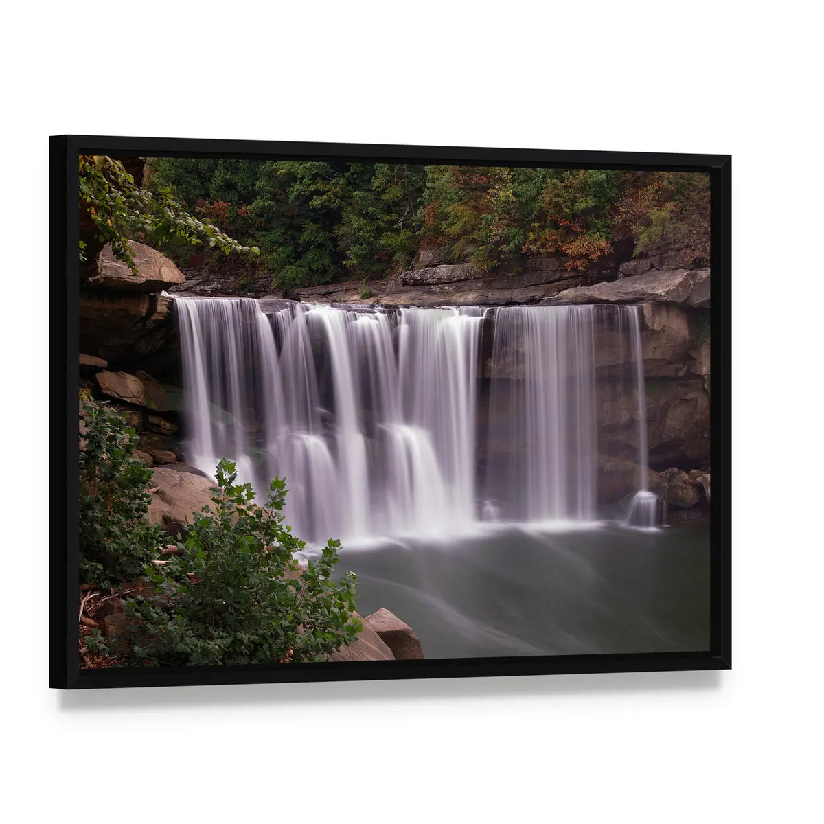 Cumberland Falls In Niagara Canvas Wall Art, framed canvas in a black floater frame, angled product view