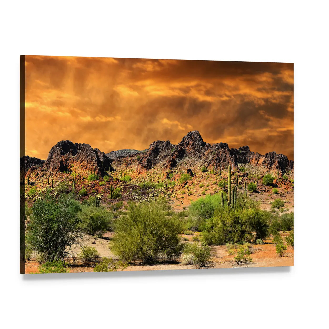 Rocky Mountains Sunset with Stormy Sky Canvas Wall Art, single panel gallery wrapped canvas, angled product view