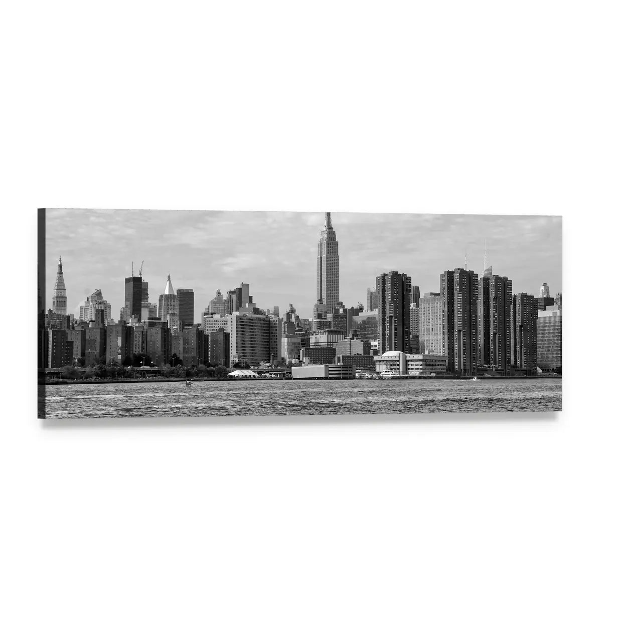 Manhattan Skyline with Empire State Building Panoramic Canvas Wall Art, single panel gallery wrapped canvas, angled product view