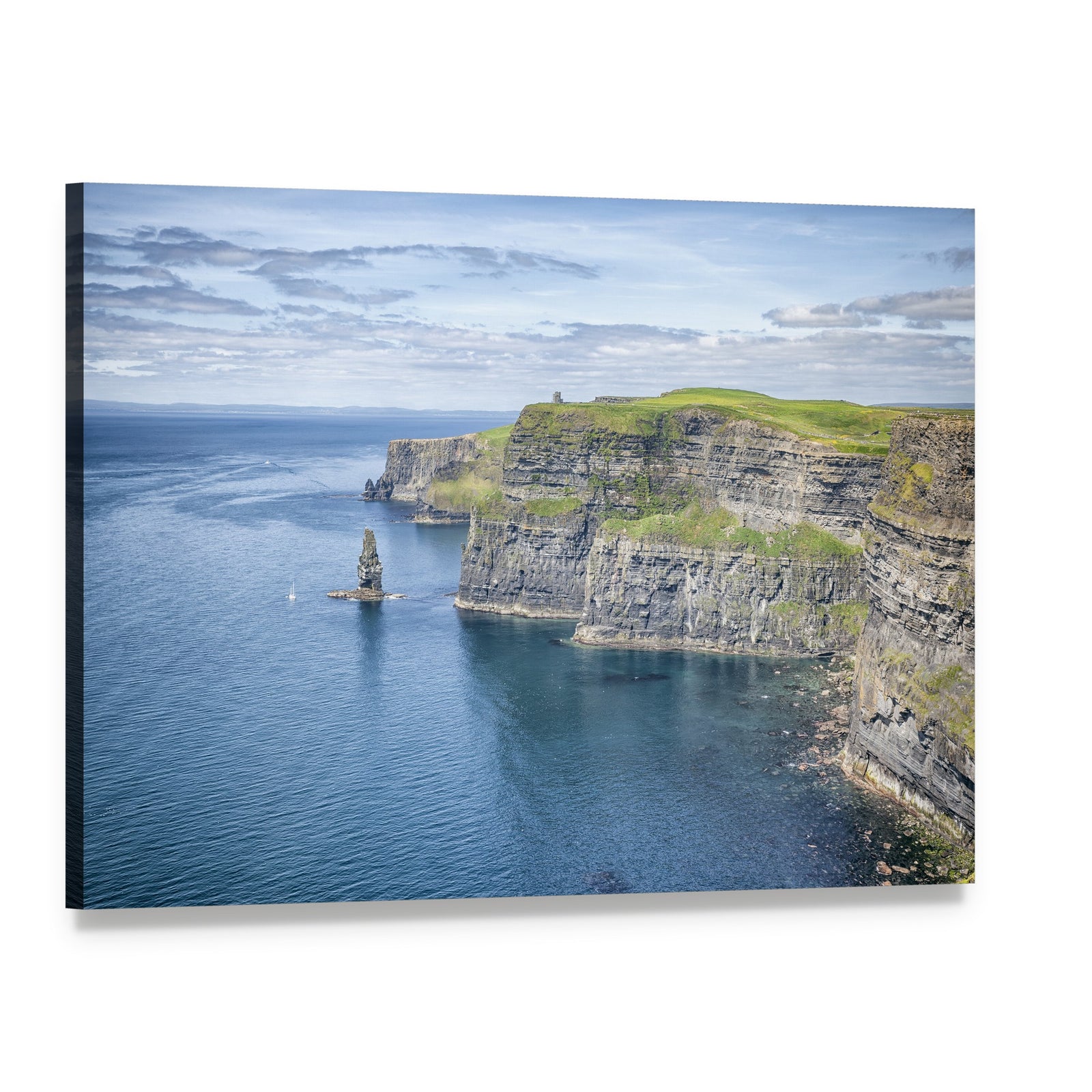 Cliffs of Moher Over the Ocean Canvas Wall Art, single panel gallery wrapped canvas, angled product view