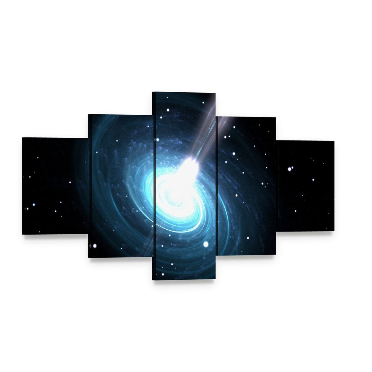 Highly Magnetized Pulsar Canvas Wall Art, 5 panel 5 Star layout gallery wrapped canvas set, angled product view