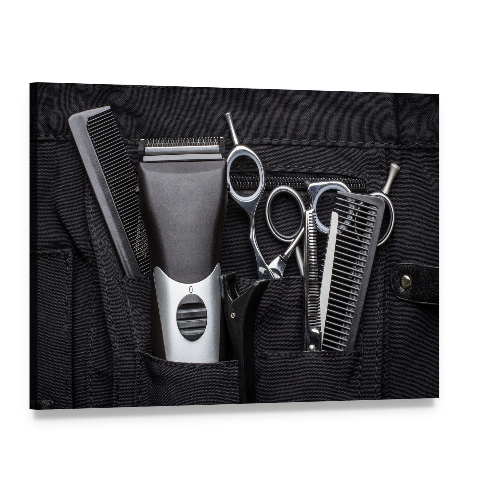 Professional Hairdressing Tools Close-up Canvas Wall Art, single panel gallery wrapped canvas, angled product view