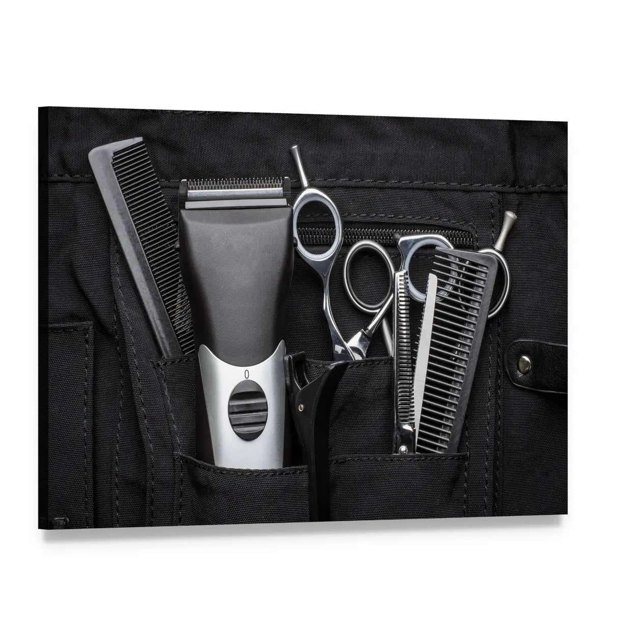 Professional Hairdresser Tools Canvas Wall Art, single panel gallery wrapped canvas, angled product view