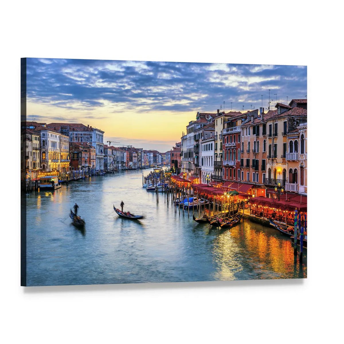 Grand Canal Venice at Sunset Canvas Wall Art, single panel gallery wrapped canvas, angled product view