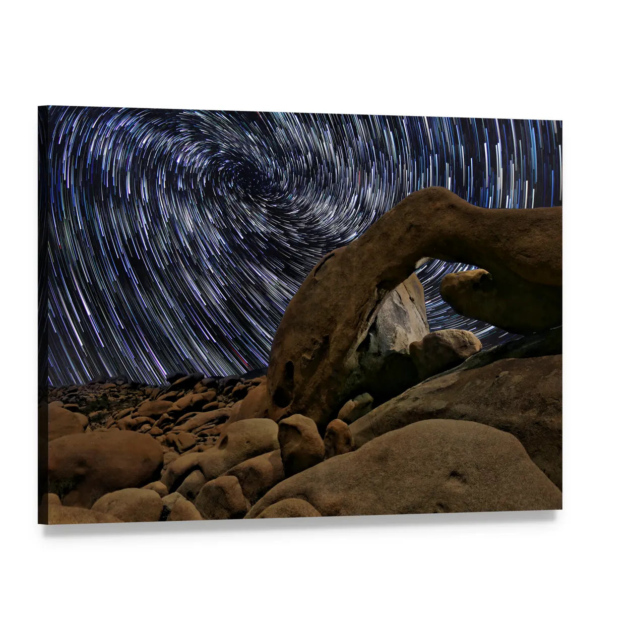 Joshua Tree Star Trails at the Arch Canvas Wall Art, single panel gallery wrapped canvas, angled product view