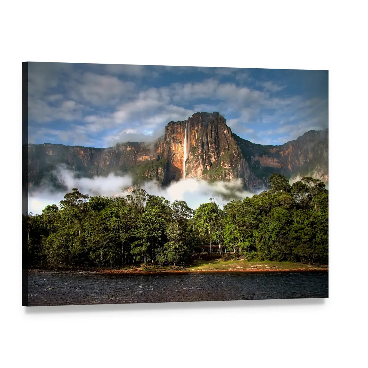 Angel Falls in Morning Light Canvas Wall Art, single panel gallery wrapped canvas, angled product view