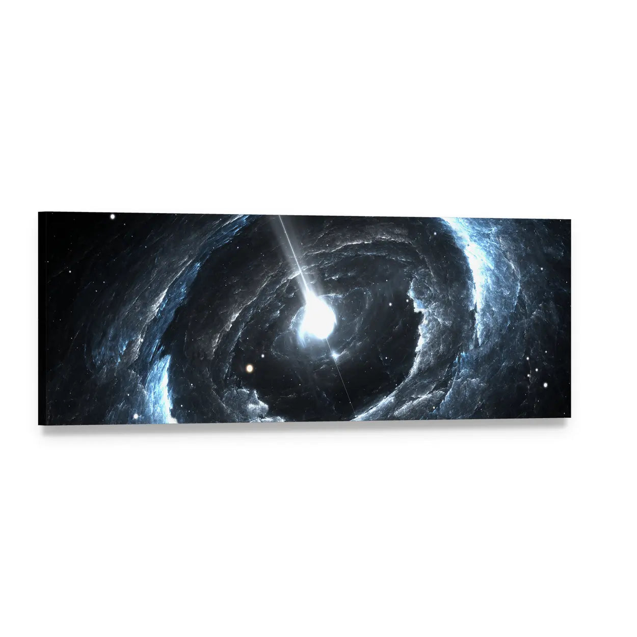 Highly Magnetized Rotating Neutron Star Panoramic Canvas Wall Art, single panel gallery wrapped canvas, angled product view