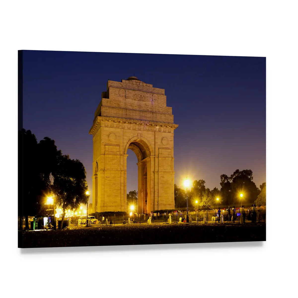India Gate at Night Canvas Wall Art, single panel gallery wrapped canvas, angled product view