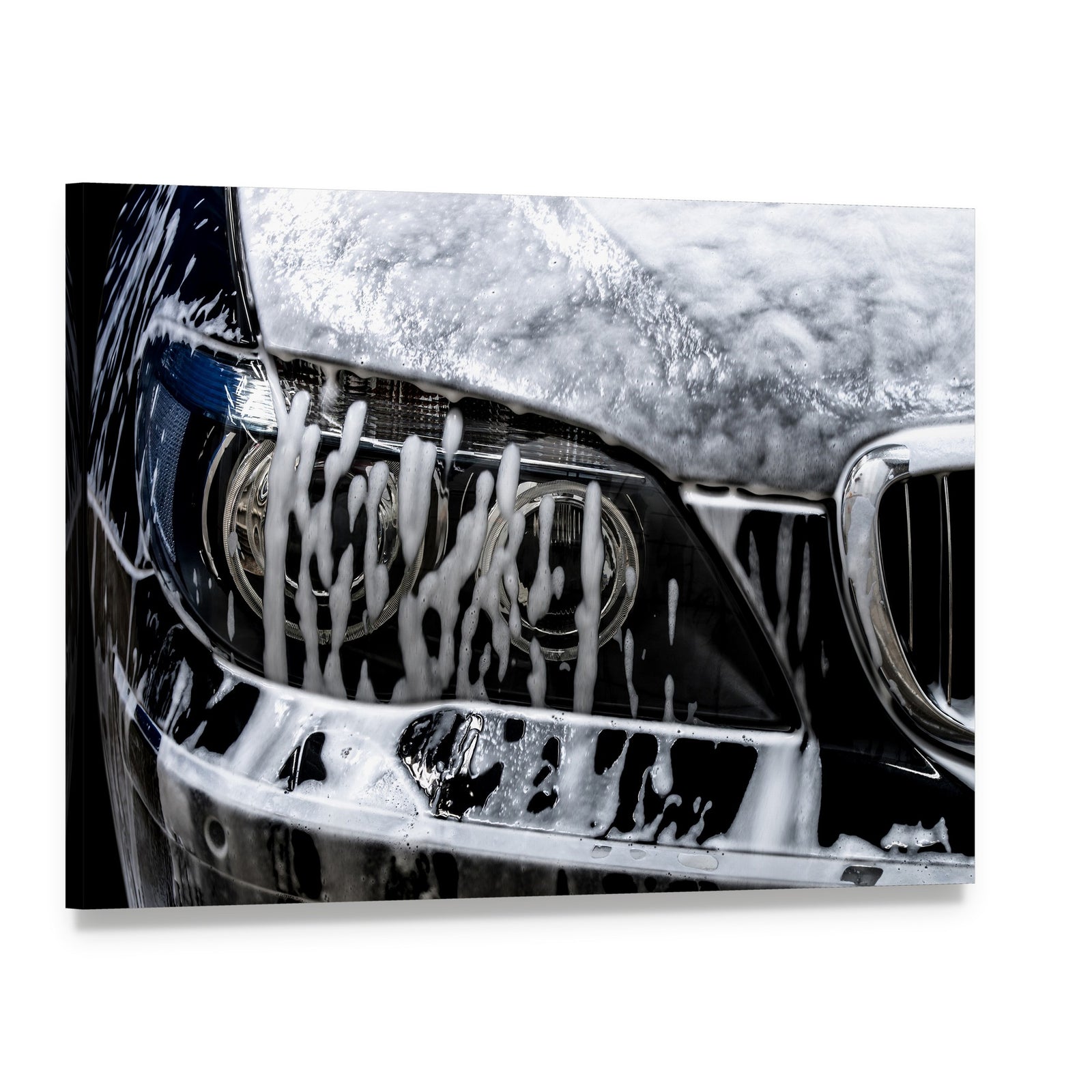 Car Wash with Soap Canvas Wall Art, single panel gallery wrapped canvas, angled product view