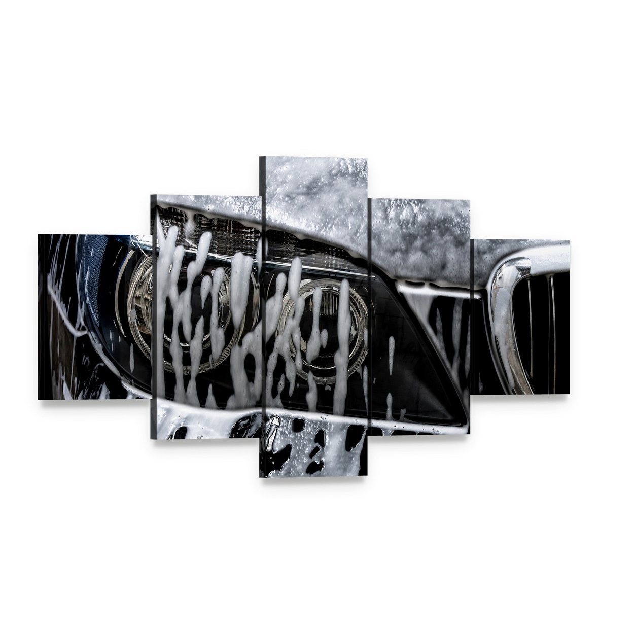 Car Wash with Soap Canvas Wall Art, 5 panel 5 Star layout gallery wrapped canvas set, angled product view