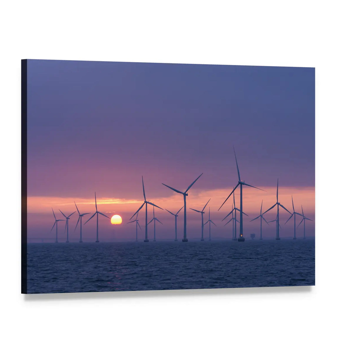 Lillgrund Offshore Wind Farm At Daybrake Canvas Wall Art, single panel gallery wrapped canvas, angled product view