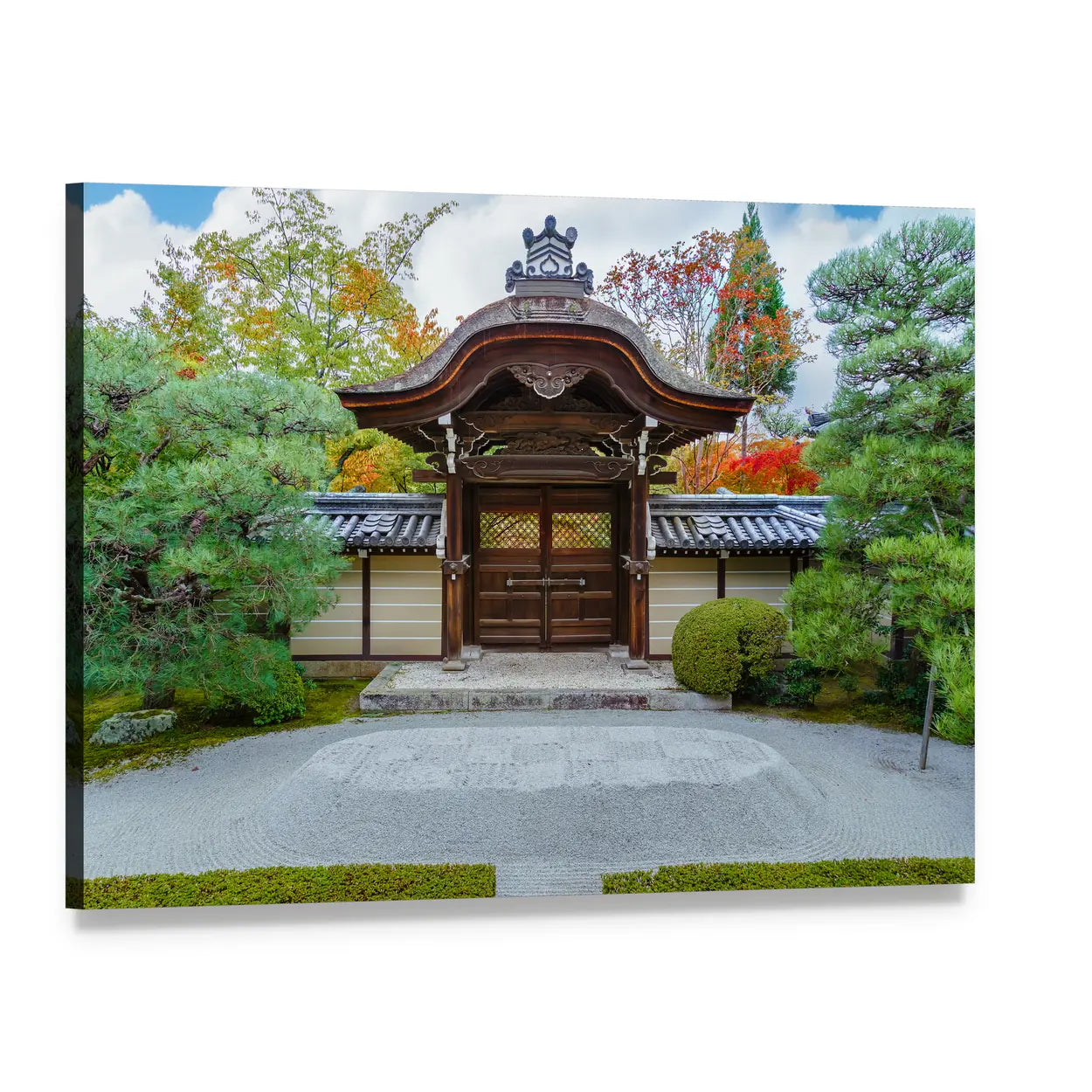 Eikando Zenrin-ji Temple Gate Canvas Wall Art, single panel gallery wrapped canvas, angled product view