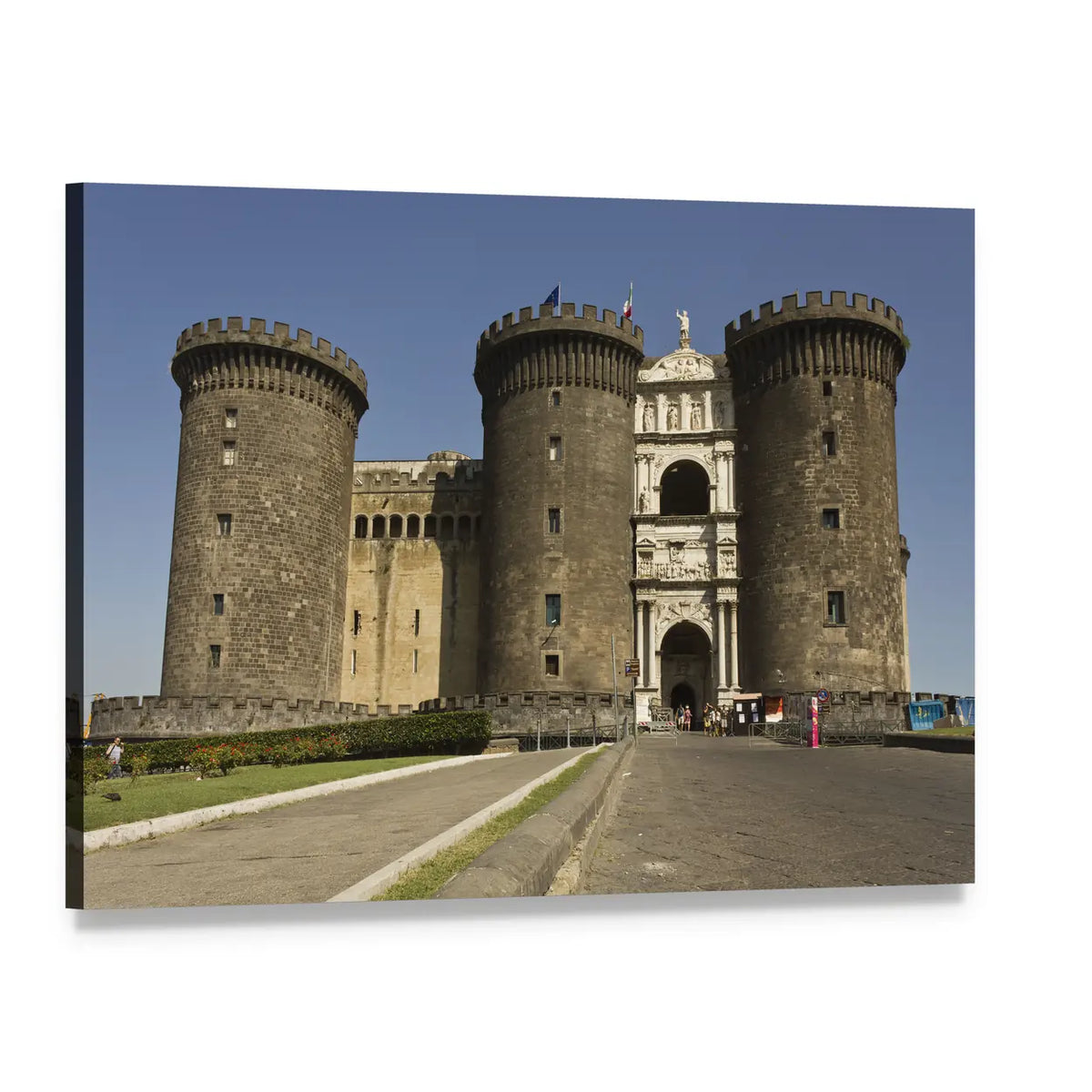 Castel Dell Ovo Fortress Canvas Wall Art, single panel gallery wrapped canvas, angled product view