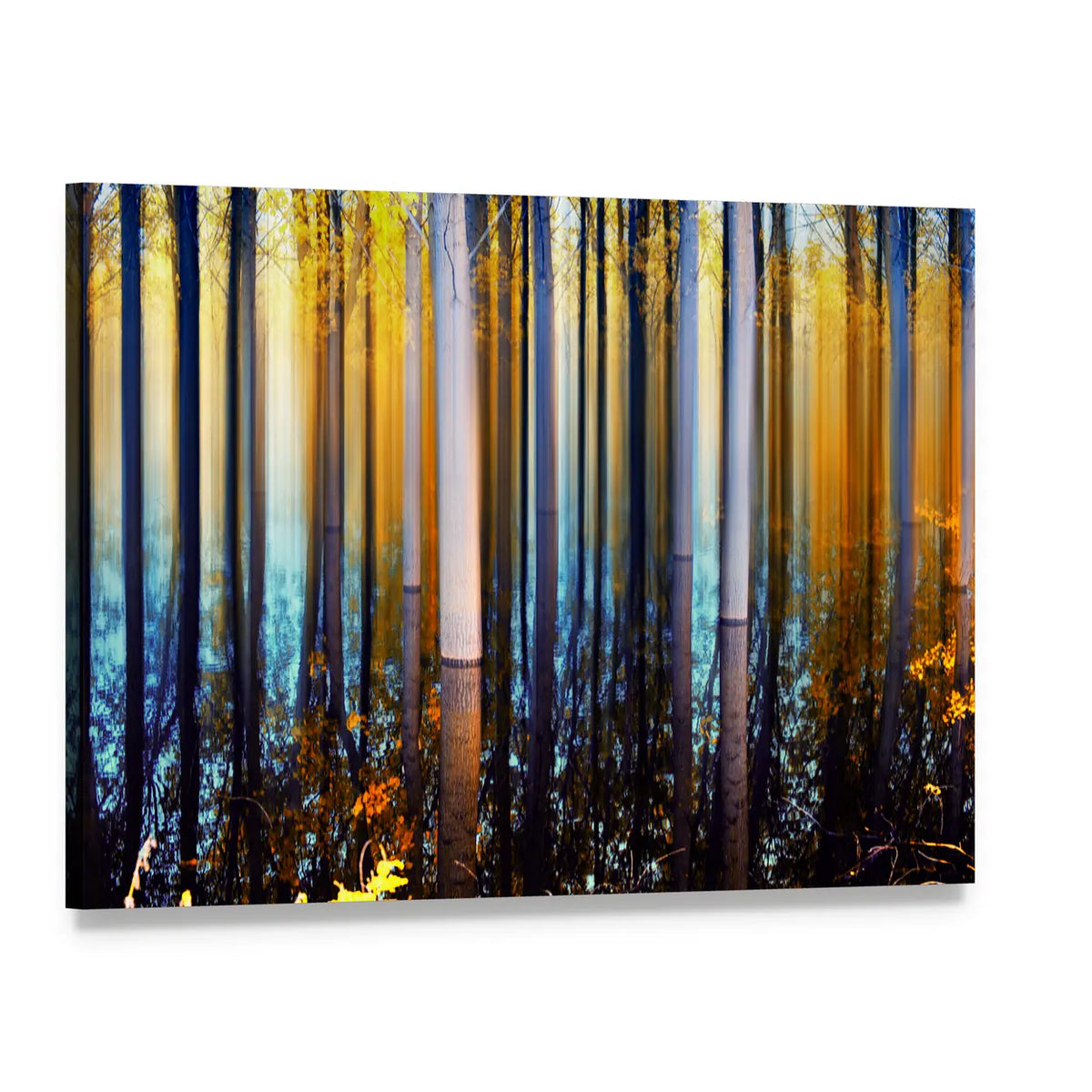 Forest In Autumn Abstract Canvas Wall Art, single panel gallery wrapped canvas, angled product view