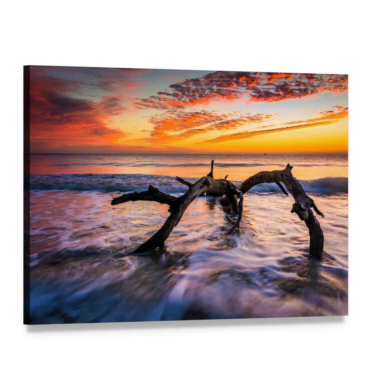 Atlantic Ocean at Sunrise Canvas Wall Art, single panel gallery wrapped canvas, angled product view