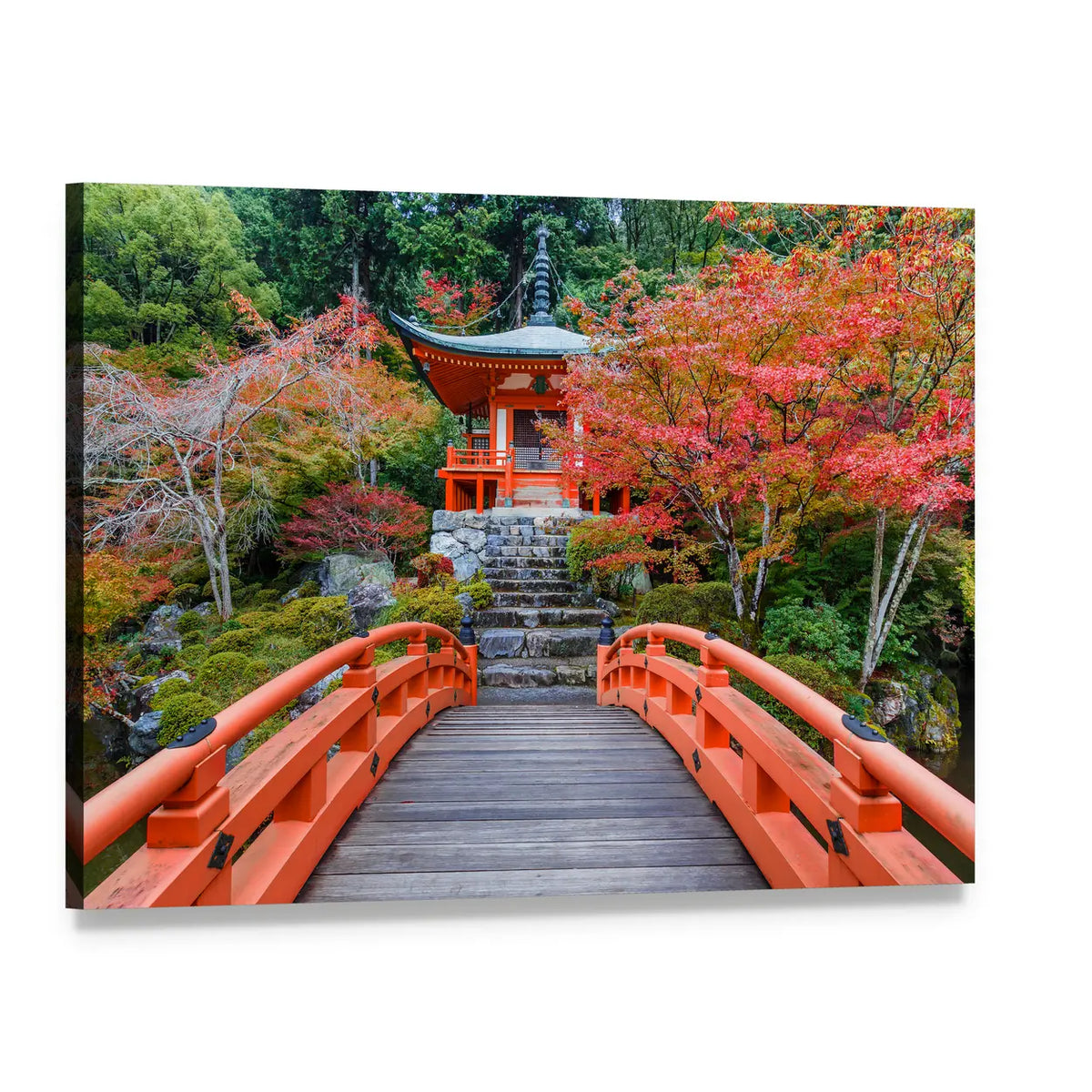 Daigoji Temple in Autumn Canvas Wall Art, single panel gallery wrapped canvas, angled product view