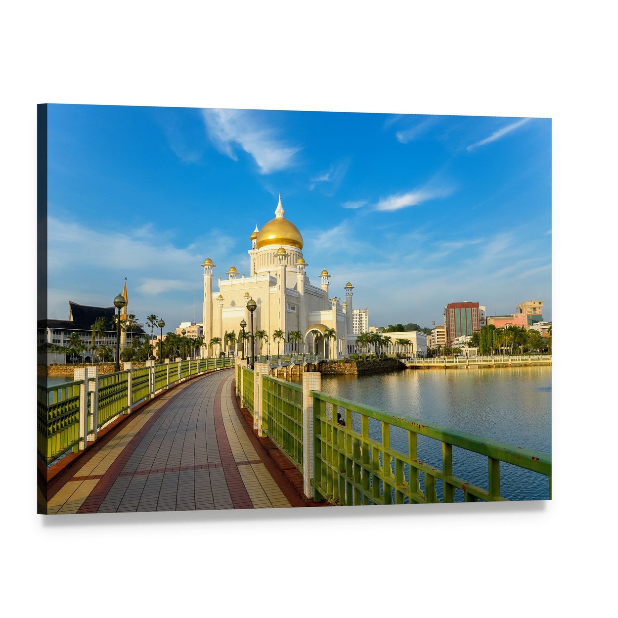 Sultan Omar Ali Saifuddin Mosque, Brunei Canvas Wall Art, single panel gallery wrapped canvas, angled product view