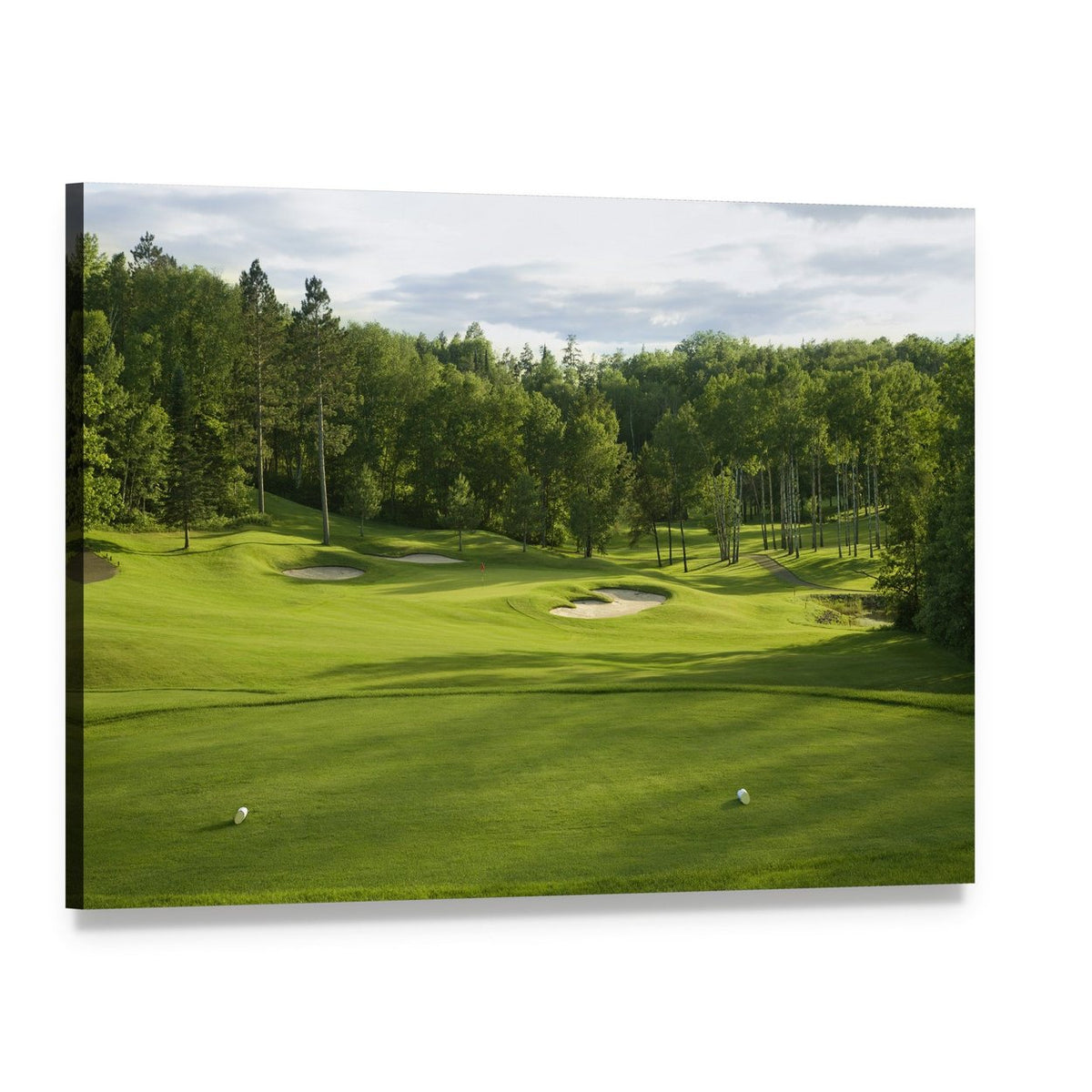 Golf Green with Bunkers Canvas Wall Art, single panel gallery wrapped canvas, angled product view