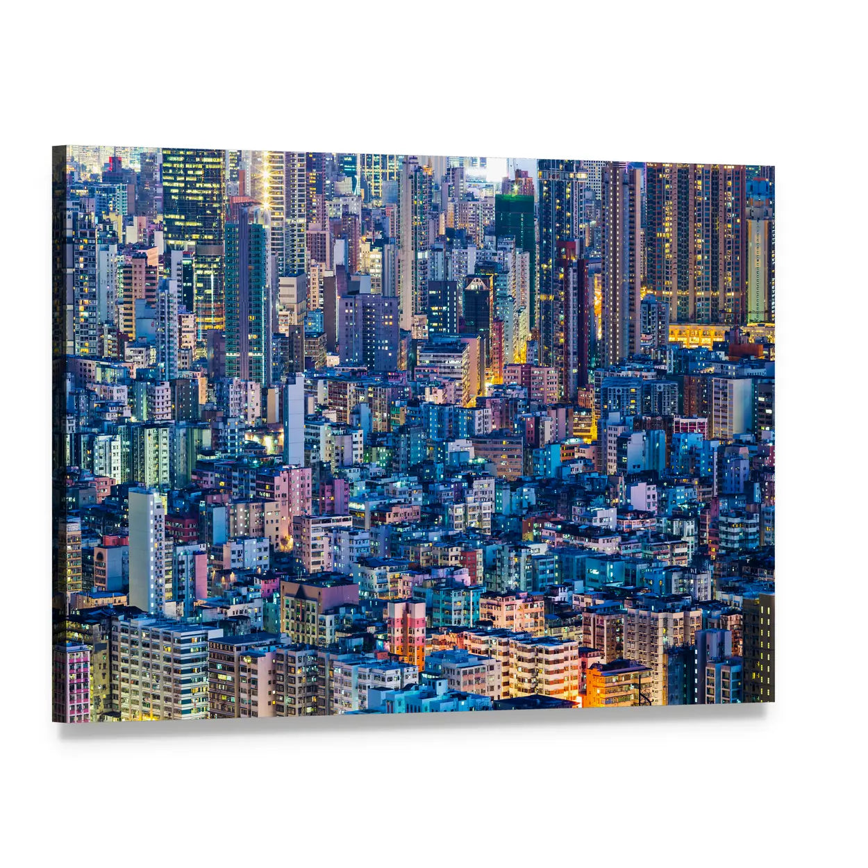 Hong Kong At Night Canvas Wall Art, single panel gallery wrapped canvas, angled product view