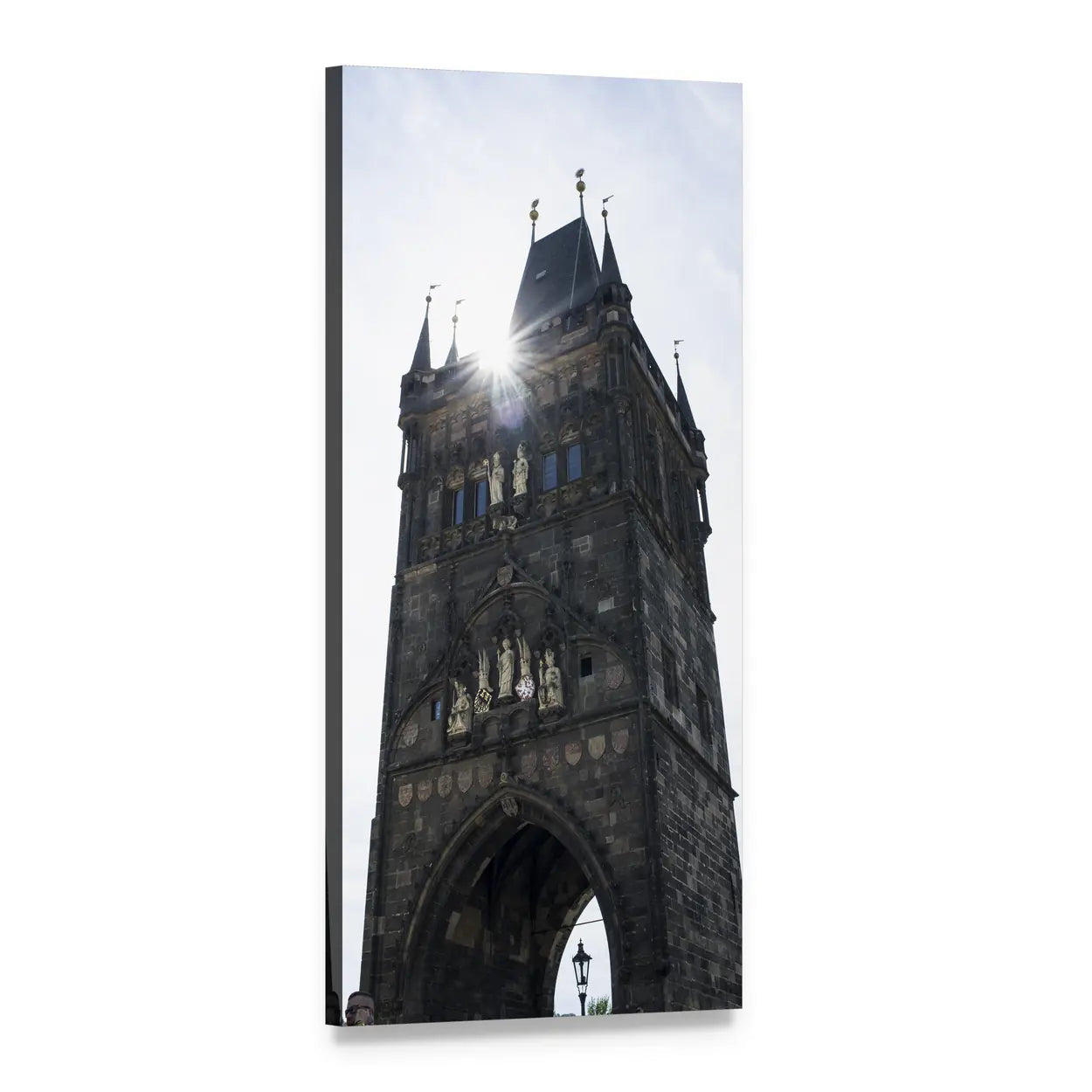 Old Town Bridge Tower in Prague Vertical Canvas Wall Art, 1 panel 1 Vertical layout gallery wrapped canvas set, angled product view