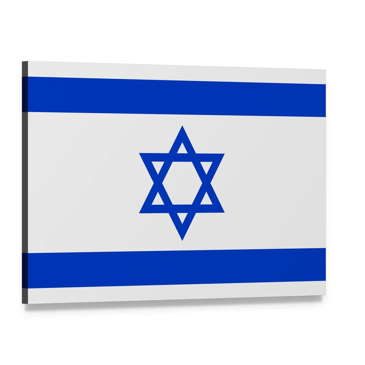 Flag of Israel Canvas Wall Art, single panel gallery wrapped canvas, angled product view