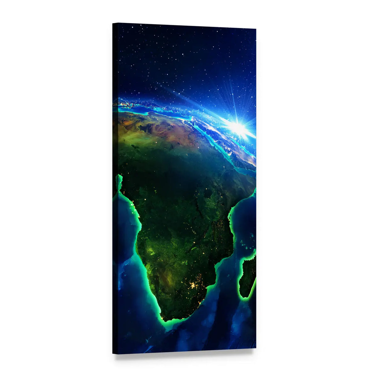 Africa from Space Vertical Canvas Wall Art, 1 panel 1 Vertical layout gallery wrapped canvas set, angled product view