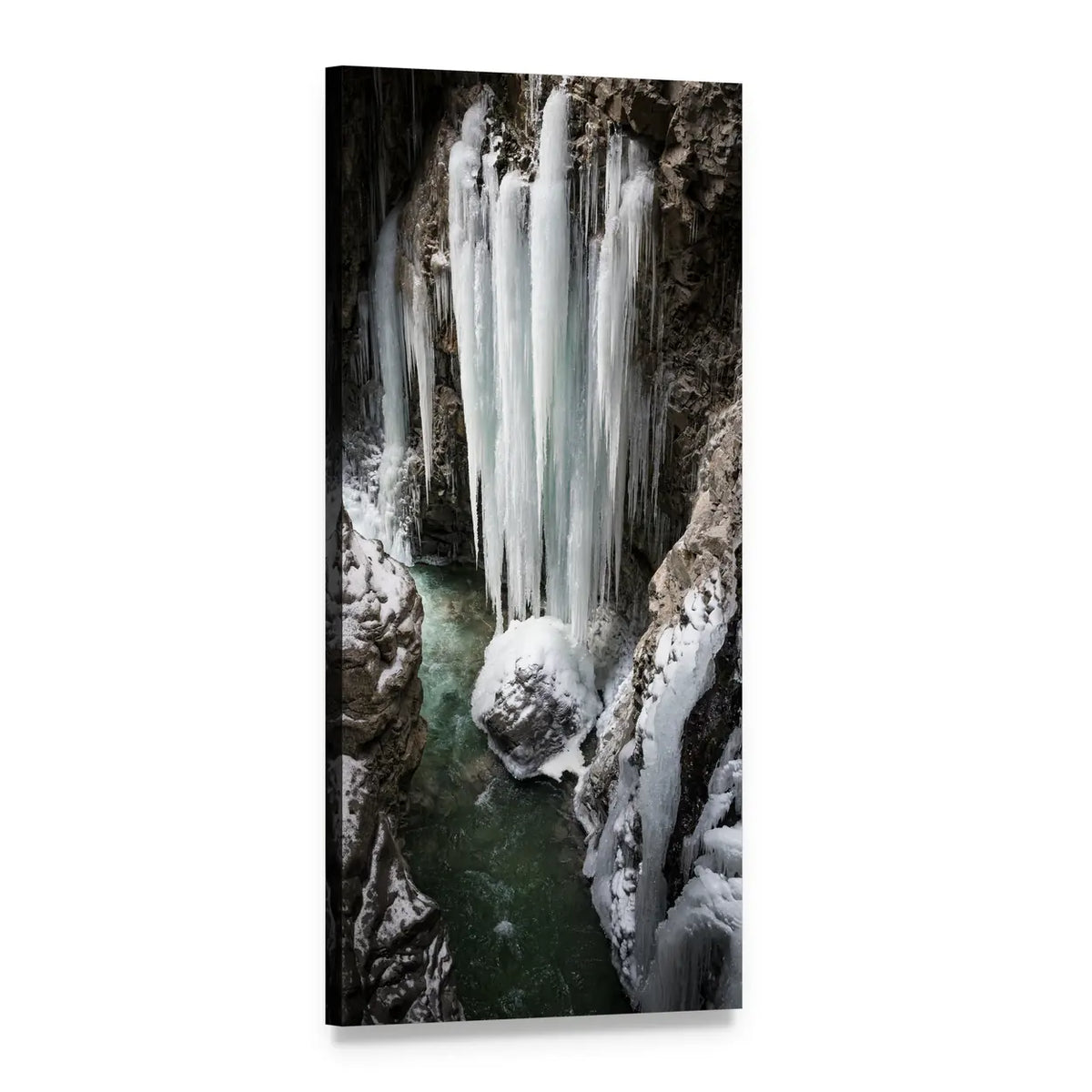 Breitachklamm Mountain Stream in Germany Vertical Canvas Wall Art, 1 panel 1 Vertical layout gallery wrapped canvas set, angled product view