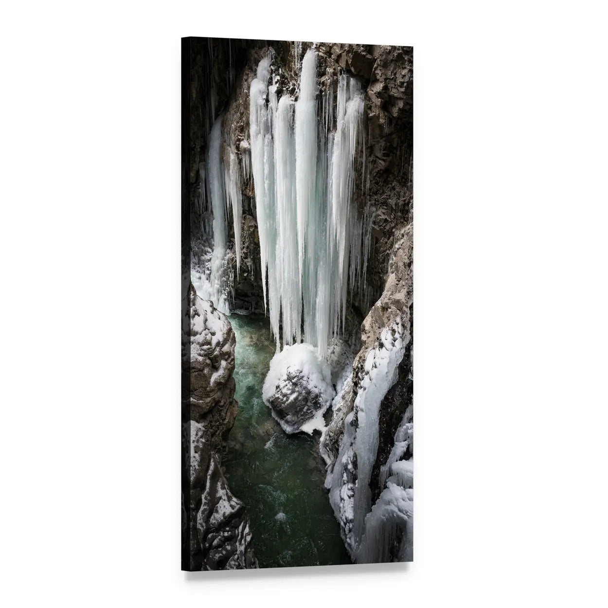Breitachklamm Mountain Stream in Germany Vertical Canvas Wall Art, 1 panel 1 Vertical layout gallery wrapped canvas set, angled product view